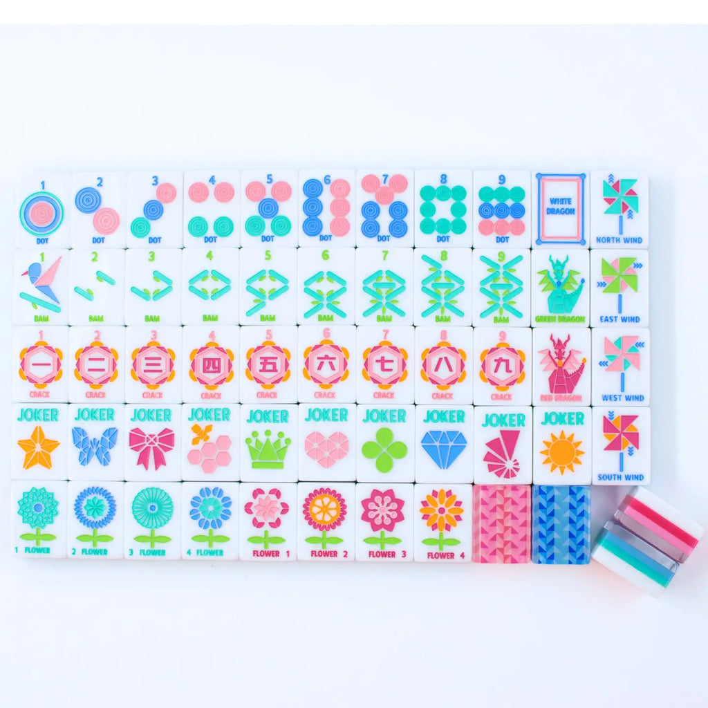 Crystal Prism Pink Mahjong Tiles