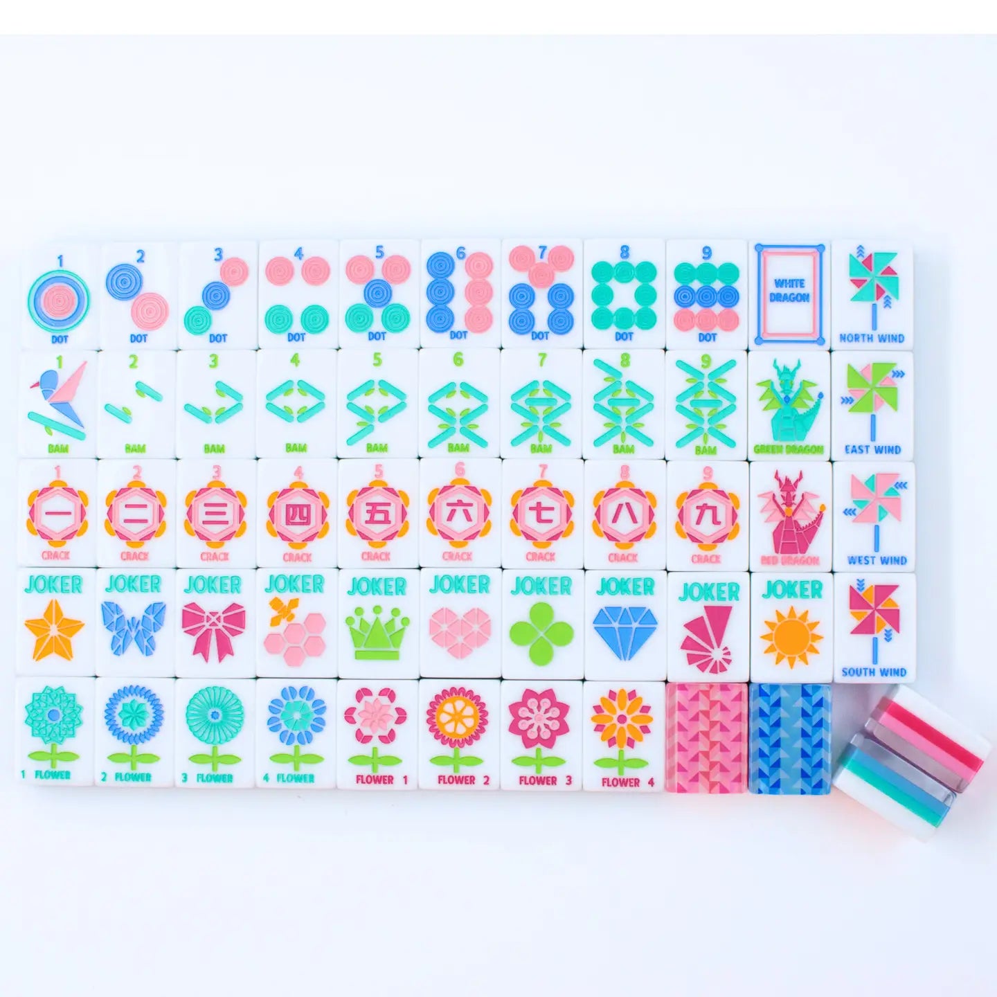 Crystal Prism Pink Mahjong Tiles